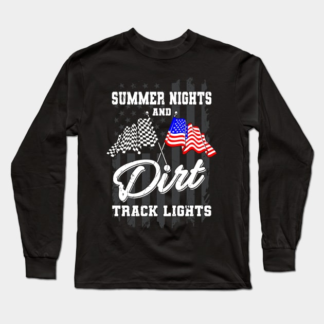 Summer Nights Dirt Track Lights Racing Long Sleeve T-Shirt by Delightful Designs